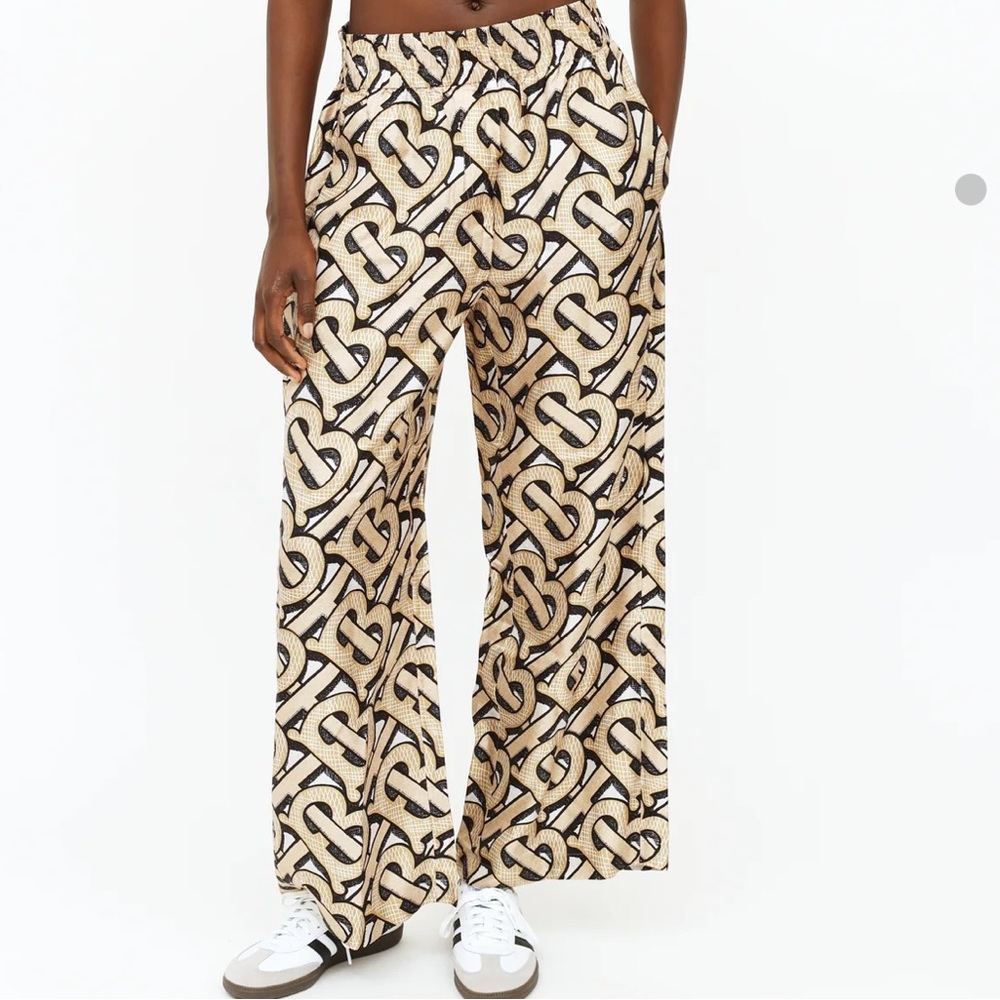 Burberry TB Monogram 100% Silk Pants - US 4